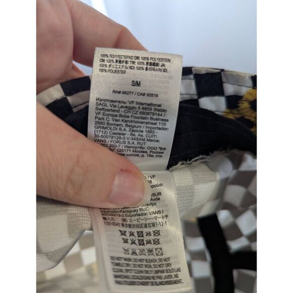 Vans black & white checkerboard sunflower bucket hat S/M - Picture 3 of 3